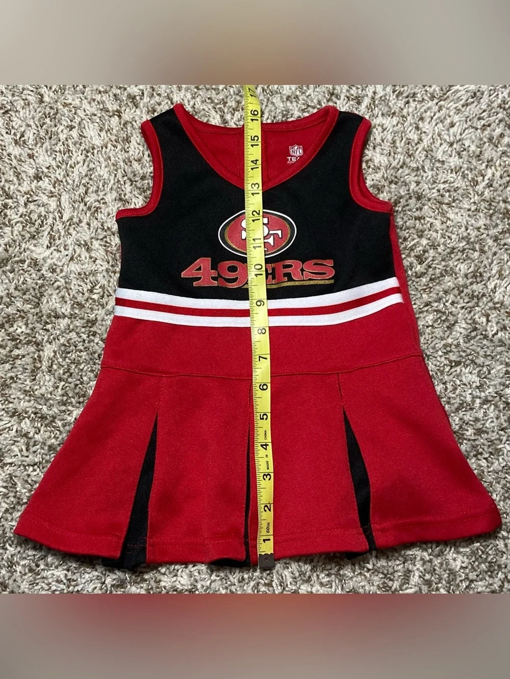 SAN FRANCISCO 49ERS Size 18M Toddler Cheerleader Cheer Dress Outfit Red Black